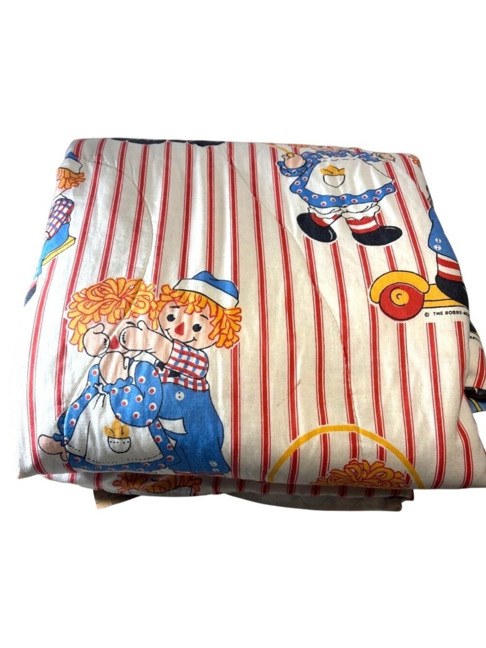 Raggedy Ann & Andy Twin Comforter Reversible Vintage 1977 Bobbs Merrill Co 64x70